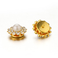 Bouton décoratif en forme de tournesol à double couche de perles OEM 9/12/14mm avec griffes de couture et strass pour accessoires de robe de mariée