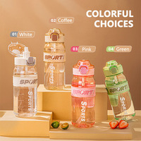Bouteille d'eau en plastique portable grande capacité sans BPA avec couvercle antidérapant en silicone, plusieurs couleurs, pour enfants, sport et école (vente en gros)