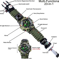 Reloj de Pulsera Multifuncional 5 en 1 para Emergencias, Camping, Escalada, con Brújula y Termómetro para Hombre
