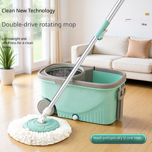 Bộ lau nhà xoay bằng sợi microfiber bán chạy nhất, bộ lau nhà và xô với cơ chế vắt nước để lau sàn - Product Image 5