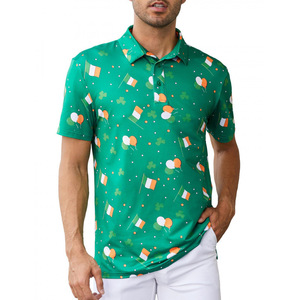 Men'<strong>s</strong> Festival Printed Knitted Golf <strong>Shirt</strong> Short Sleeve Breathable Patriotic <strong>St</strong>. <strong>Patrick's</strong> <strong>Day</strong> Green Beer Glass Design Casual - Product Image 3