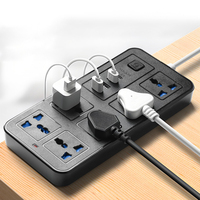 Protector de Sobrecarga con 6 Tomas de Corriente Alterna, Enchufe USB con 3 USB A y 1 Tipo C, Regleta de Extensión de 3 Metros, Enchufe para Reino Unido, UE y Australia, Logotipo Personalizado