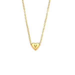 Collana minimalista piccola collana iniziale di amore in acciaio inossidabile placcato oro 18k <span class=keywords><strong>Mini</strong></span> collana con ciondolo a forma di cuore - Product Image 1