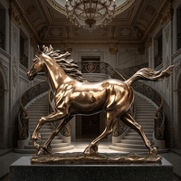 Statue de cheval en bronze personnalisée - Sculpture de cheval galopant avec finition cuivre antique, sculpture en bronze