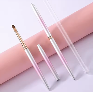 Pinceau à ongles plat ovale doux en nylon avec manche métallique, logo personnalisé, pour gel acrylique, idéal pour la manucure en salon - Product Image 2