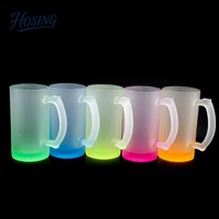 Mug à bière personnalisé grande capacité, sublimation, couleur dégradée, 16 oz, verre givré, vente en gros