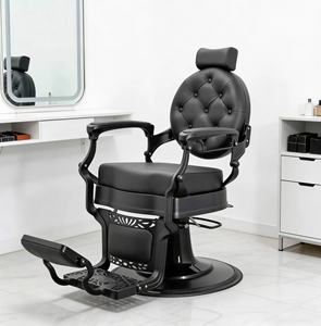 High Quality Durable Black Metal <b>Frame</b> Reclining Salon Barber Chair 360 <b>Degree</b> Rotation Height Adjustable School Living Room - Product Image 1