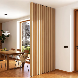 Separador de ambientes moderno con paneles de listones de <span class=keywords><strong>madera</strong></span>, tubo cuadrado con acabado de <span class=keywords><strong>madera</strong></span>, <span class=keywords><strong>divisor</strong></span> de habitaciones giratorio 360° - Product Image 1