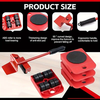 Mallette de transport de gros articles personnalisée OEM 5 pièces Base de poulie de manutention d'objets lourds Outils pour meubles Ensemble d'outils ménagers à main
