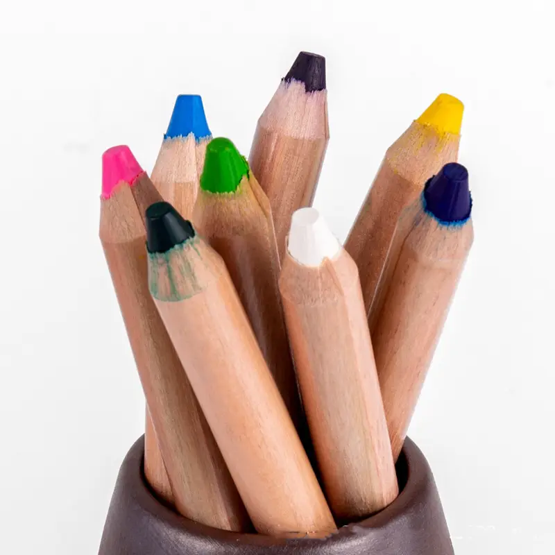 Yüksek kaliteli büyük boy 3 in 1 suluboya kalemler odunsu pastel mum Jumbo ahşap boya kalemi/kalın kalemler çocuklar için set