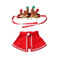 Ensemble Cape et Bandeau à Cornes de Noël pour Animaux de Compagnie – Costume Festif pour Chats et Chiens, Motif Uni avec Bandeau à Cornes et Cape
