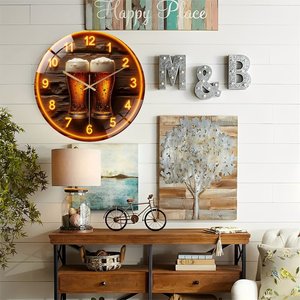 Horloge ronde en verre silencieuse personnalisée 30 cm, initiales personnalisées, design moderne, maison, bureau - Product Image 5