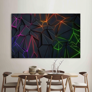Modern Neon Geometric Printed <b>Canvas</b> Art - Elegant <b>Wall</b> Decor,WRAPPED <b>CANVAS</b> - Product Image 3
