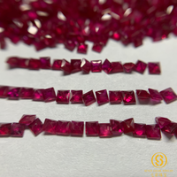 1.3 mm-1.7 MM merah Ruby grosir 5A persegi potongan Putri, merah darah gelap Ruby, harga dengan batu safir.