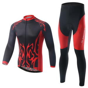 Conjunto de Jersey de Ciclismo para Hombre, Manga Larga, Rojo, Amarillo y Negro, Transpirable, de Poliéster, para Ciclismo al Aire Libre, para Adultos - Product Image 5