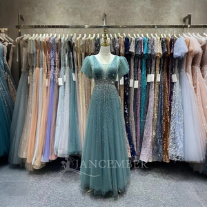 green emerald velvet dress Nox Anabel A1586 Long Beaded Lace-Up Prom Dress Champagne / 16
