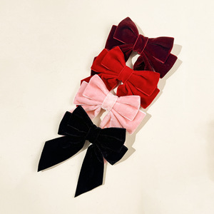 إكسسوارات رأس نسائية أنيقة ، مشبك قوس كبير مخملي ، لون خالص عقدة فيونكة ، دبوس شعر ، مشبك فيونكة ، مشبك شعر - Product Image 6