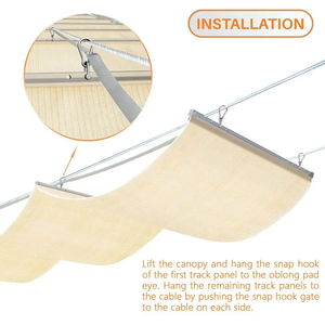 1.5*5m 185gsm HDPE Beige Manuel Slide-on Wire Shade Hung Auvent <span class=keywords><strong>pour</strong></span> <span class=keywords><strong>Pergola</strong></span> Wave Shade Sail - Product Image 3