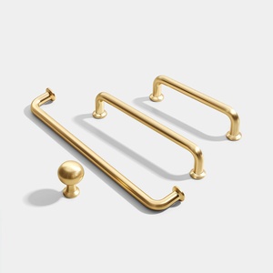 Nordic Style Solid Zinc Alloy Cabinet Pulls <strong>Knobs</strong> Brushed Gold Finish for Kitchen Dresser Drawer-Antirust Durable Handles - Product Image 3