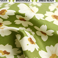 Tissu sergé imprimé floral vintage français de 0,5 mètre pour robe d'été, chemisier et jupe pour femme