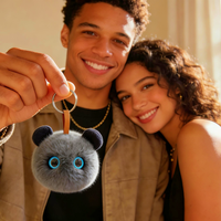 Haut-parleur élégant en peluche gris en forme d'ours, intelligent à IA, sans fil, audio stéréo 2W, pour bureau, chambre et usage quotidien