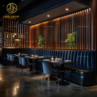 Conjunto de Muebles Modernos Ron Group, Asientos de Banqueta con Respaldo Alto Acolchado, Silla de Terciopelo Personalizada, Mesa Cuadrada de Mármol para Restaurante