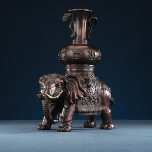 Copper <b>Elephant</b> Figurine With Vase Home Decor Feng Shui Office Decoration Handmade Metal Vase - Product Image 2
