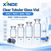 Flacon en verre tubulaire transparent XINDE, flacons d'injection transparents en verre borosilicate avec bouchon en caoutchouc