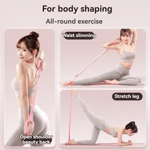 Özel baskılı logo yoga eğitimi spor salonu 8 kelime elastik bantlar yoga şekli egzersiz direnç band göğüs geliştirici
