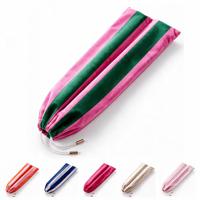 Sac de rangement de luxe pliable en velours rose et vert à rayures pour 4 plateaux de mahjong de 20 pouces avec séparateurs – Sac personnalisé pour plateaux de mahjong