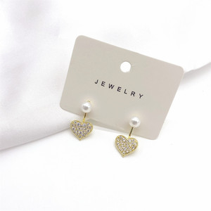 Nyuu Bowknot Heart <b>Stud</b> Earrings Gold Zircon <b>Silver</b> Post Women Fashion Jewelry Gift - Product Image 2