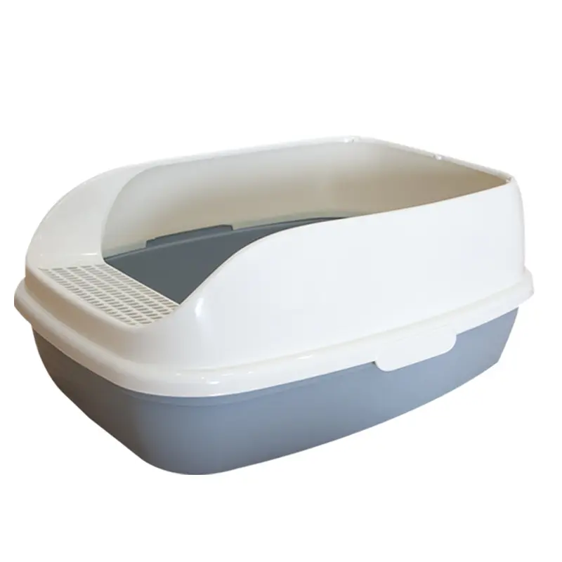 Nettoyage automatique pour animaux de compagnie en gros produits de toilette pour chat en plastique grand espace boîte à litière pour chat à moitié fermée bacs à litière pour chat