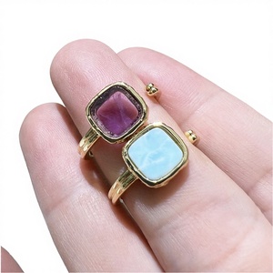 Anillo Ajustable <span class=keywords><strong>de</strong></span> Piedra Semipreciosa con Corte Cuadrado Vintage, Diseño <span class=keywords><strong>de</strong></span> Alta Precisión, Joyería Fina para Uso Diario <span class=keywords><strong>de</strong></span> Mujer, Venta al Por Mayor Personalizada - Product Image 5