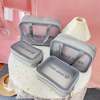 Trousse de Toilette de Voyage Portable en Cuir PU Rose Givré avec Logo Personnalisé, Étanche, en TPU, Sac Cosmétique en PVC