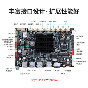 Carte mère industrielle Rockchip RK3399 avec plusieurs ports série, Ethernet Gigabit, architecture ARM, système embarqué - Product Image 5