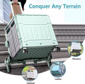 Carrito de Compras Plegable y Portátil de Plástico con 4 Ruedas, Colorido, para Camping - Product Image 2