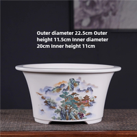 Haute qualité bleu circulaire bonsaï Pot facile à nettoyer en céramique décor à la maison fleur support pour jardin utilisation personnalisé vente en gros pour les plantes