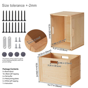 Panier de rangement en <span class=keywords><strong>bois</strong></span> <span class=keywords><strong>empilable</strong></span>, bacs organisateurs, livres, vêtements, jouets, rangement modulaire ouvert, boîte en <span class=keywords><strong>bois</strong></span> de bureau, cubique - Product Image 3