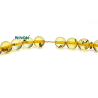 Winon Haute Qualité 10mm 45 perles Tesbih en Bakélite Jaune Ambre, avec des perles en forme de fourmis à l'intérieur, et pompons faits main, pour la prière musulmane