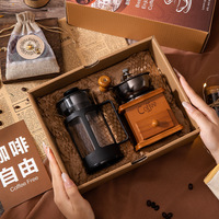 Coffret Cadeau Kit Café Portable – Tasse de Voyage en Acier Inoxydable, Moulin Manuel, Sac à Grains – Combinaison Personnalisée pour le Camping