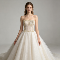 En gros, Applique florale en dentelle carrée ornée de strass et de broderie dorée sur tissu maillé, pour robe de mariée, robe de soirée et accessoire de chapeau