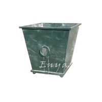 Pot de fleurs et jardinière élégant de style classique pour patio, jardin, véranda, tête de lion, décor carré en zinc gris, métal lourd