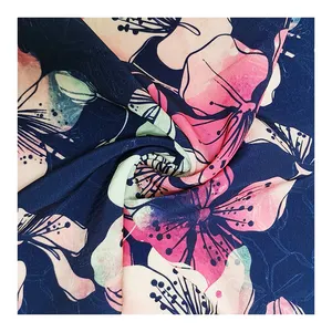 New Polyester Printed Color Wave Koshibo Floral Crepe Fabric Flower Prints 100% Polyester Digital Printed
