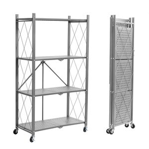 Carrito de Almacenamiento Plegable de Metal para Cocina, Estantería de 5 Niveles con Ruedas, Estantería Tipo Soporte para Herramientas de Limpieza, Función Plegable - Product Image 5