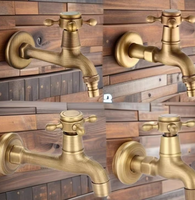 Robinet de lavabo mural extensible en laiton de style européen, antique, pour machine à laver, double sortie d'eau, non décapé