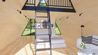 Maison de villégiature préfabriquée de luxe, hôtel en conteneur maritime, cabane à 2 chambres, maisonnette à toit triangulaire avec salle de bain et cuisine
