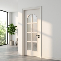 Porte intérieure en plastique et bois JHK-G20 avec verre dépoli et apprêt blanc, style antique, portes françaises intérieures en verre dépoli