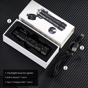 Outdoor Waterproof <b>Flashlight</b> Double Arc Lighter, Strong Light Lighting, Windproof Double Arc Cigarette Lighter, Travel Tools - Product Image 5