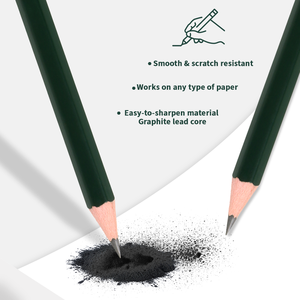 Keep Smiling Ensemble de 12 crayons à dessin professionnels, manche en bois vert foncé avec mine noire, kit de croquis - Product Image 6