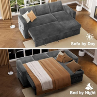 Sofa Bed Seksional dengan Tempat Tidur Lipat, Sofa Bed Bentuk L dengan Sandaran Rebah, Chaise dengan Penyimpanan yang Dapat Dibalik